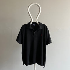 1990s XXL Ralph Lauren Blanc Polo T-Shirt Noir