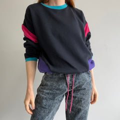 1980s RAD!!!!!! Color Block Sweatshirt with Pockets and Elbow Patches