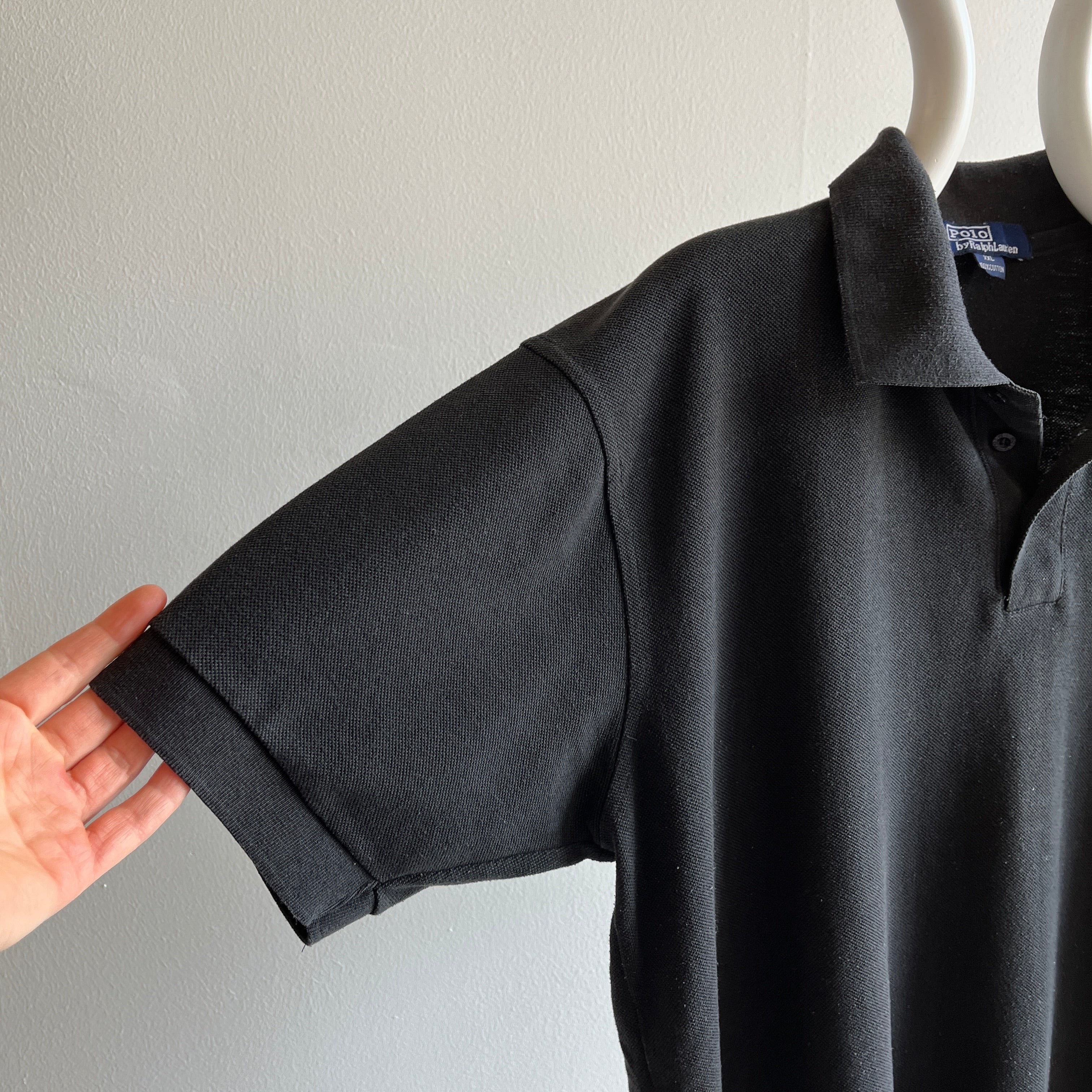 1990s XXL Ralph Lauren Blank Black Polo T-Shirt