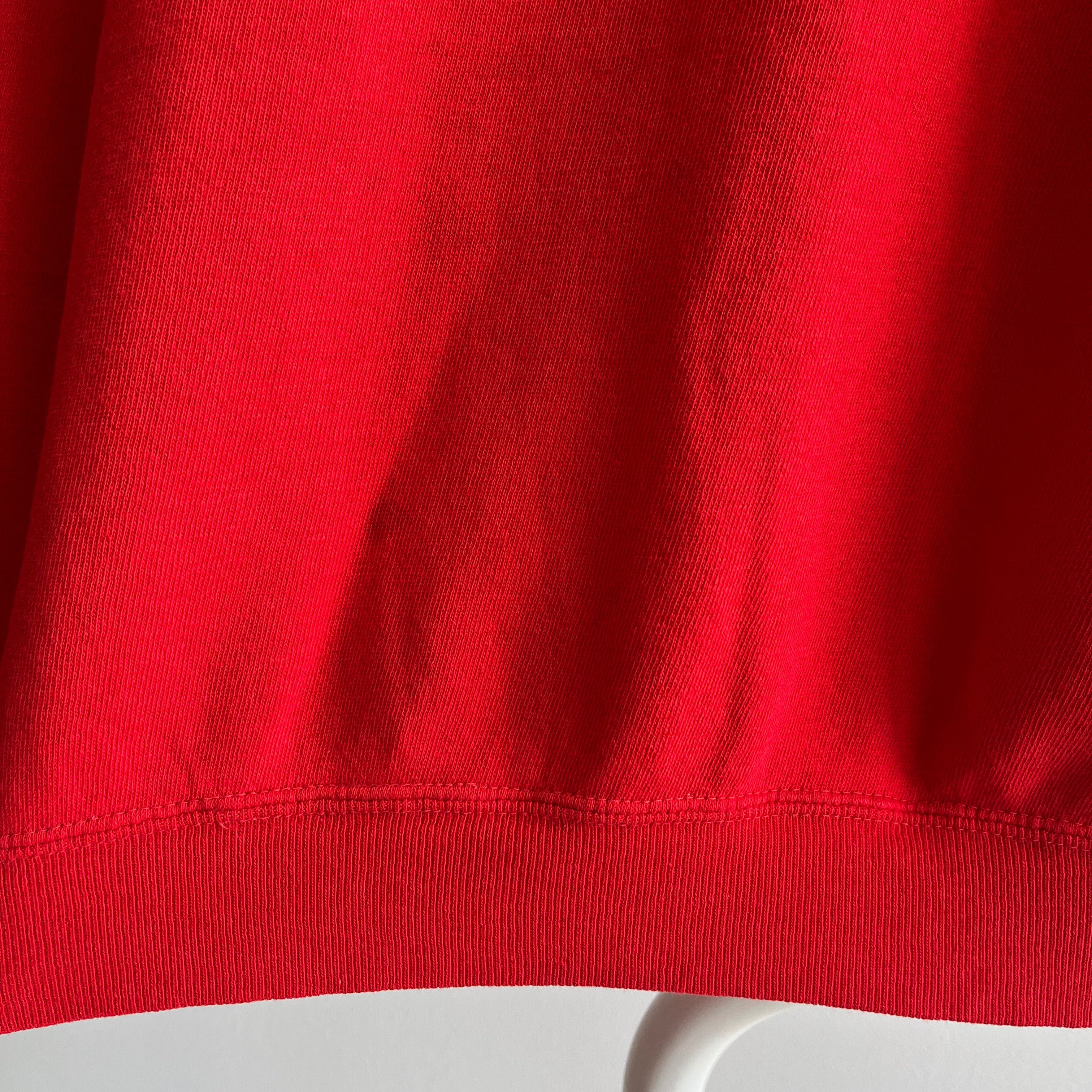 1970s Sportswear Brand Oil Stained Blank Red Raglan