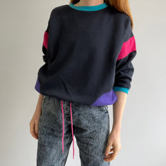1980s RAD!!!!!! Color Block Sweatshirt with Pockets and Elbow Patches
