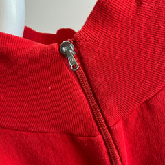 1970s Rad et Insolite Cut Red Quarter Zip Sweat-shirt avec poches !! par VanCort