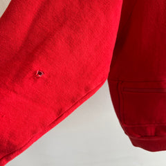 1970s Rad et Insolite Cut Red Quarter Zip Sweat-shirt avec poches !! par VanCort