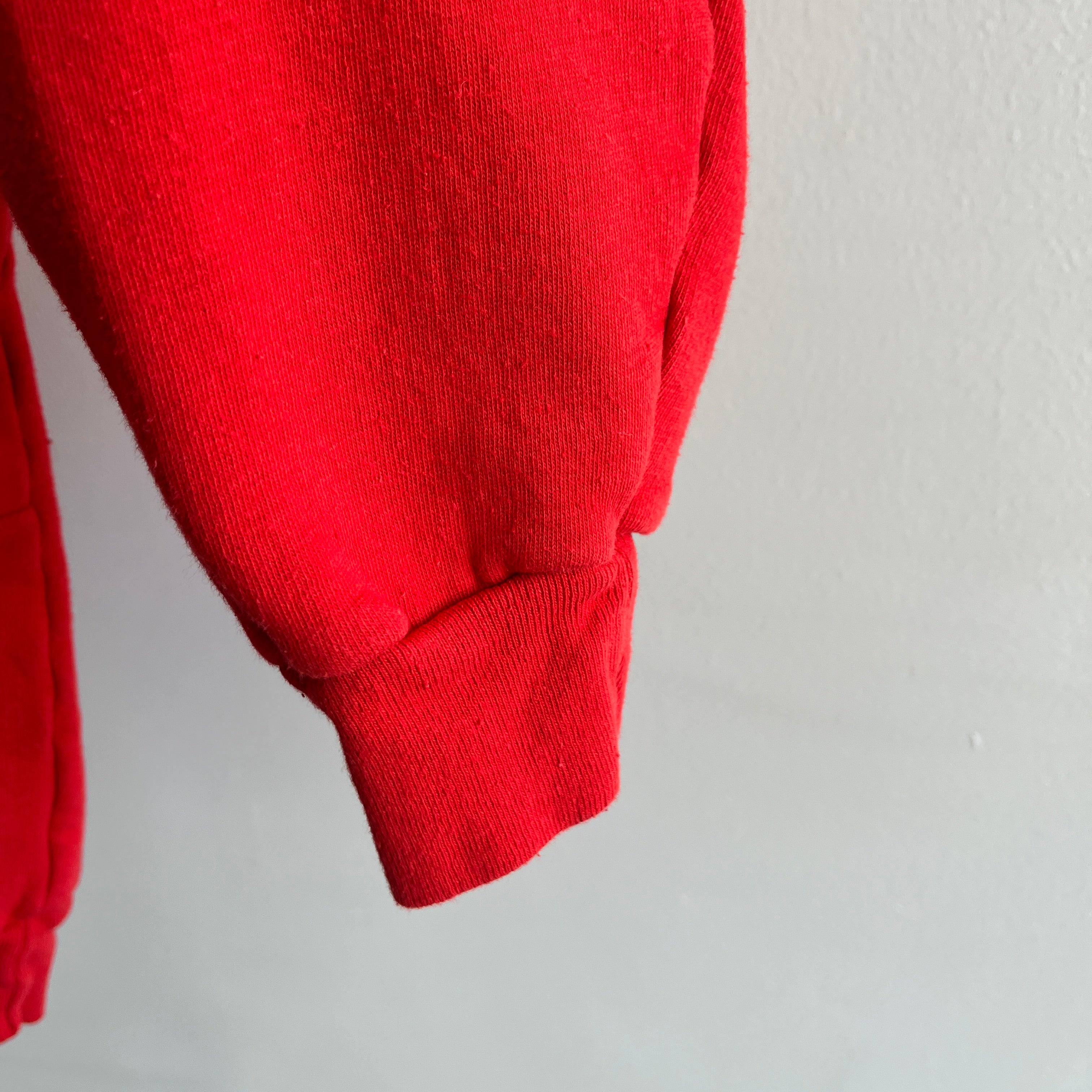 1970s Rad et Insolite Cut Red Quarter Zip Sweat-shirt avec poches !! par VanCort