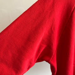 1970s Rad and Unusual Cut Red Quarter Zip Sweatshirt with Pockets!!  by VanCort