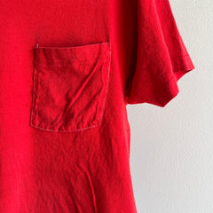 1980s FOTL Blank Red Pocket T-Shirt with Contrast Stitching