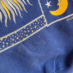 1980s Sun, Moon and Stars Sweatshirt - Staining