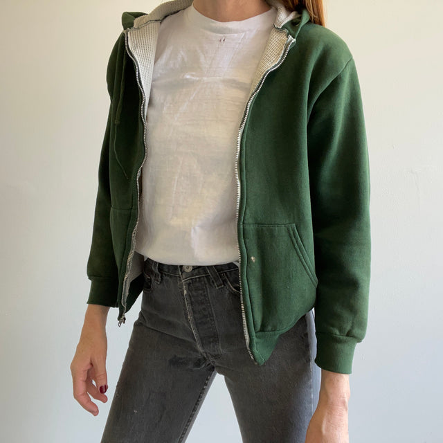 Sweat à capuche zippé isolé vert chasseur des années 1970/80 par Soprtswear