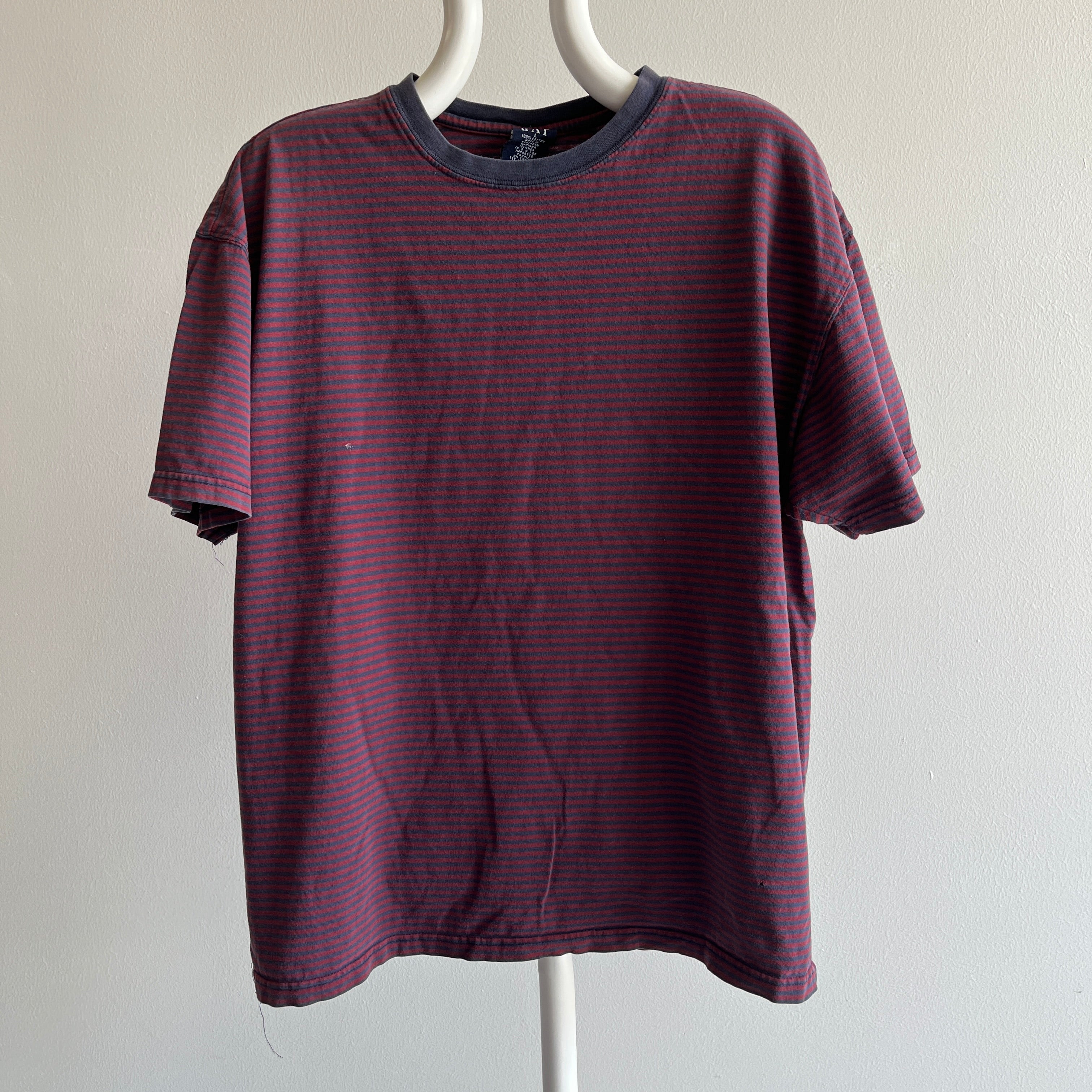 1990s Faded Gap Boxy Striped Cotton T-Shirt