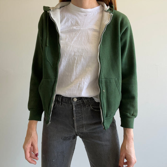 Sweat à capuche zippé isolé vert chasseur des années 1970/80 par Soprtswear