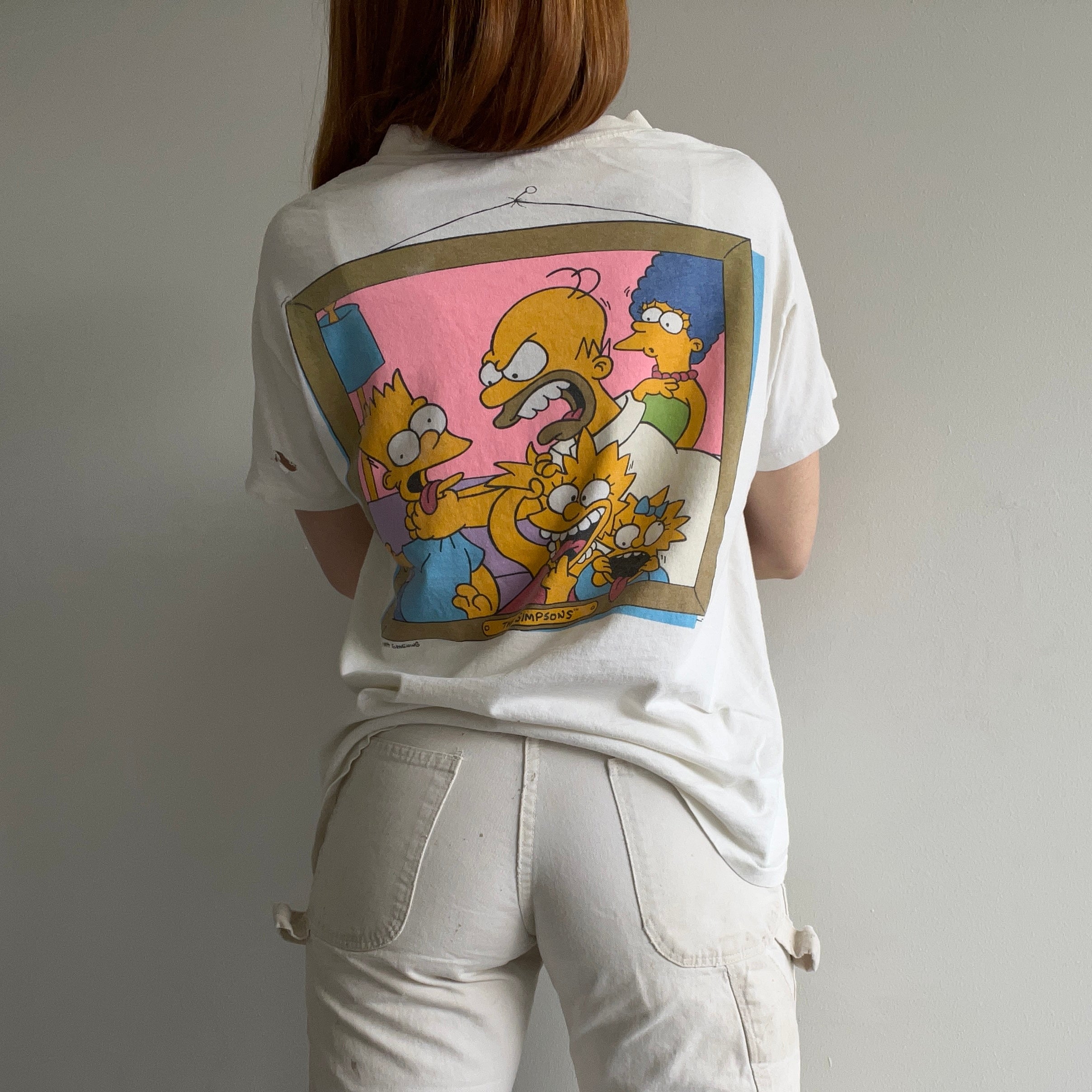 1989 Thrashed Simpsons Front and Back T-Shirt - Oh my!