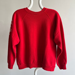 1980s Aglow Side Sleeve Red Raglan Sweatshirt