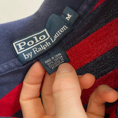 T-shirt polo rayé Ralph Lauren des années 1990