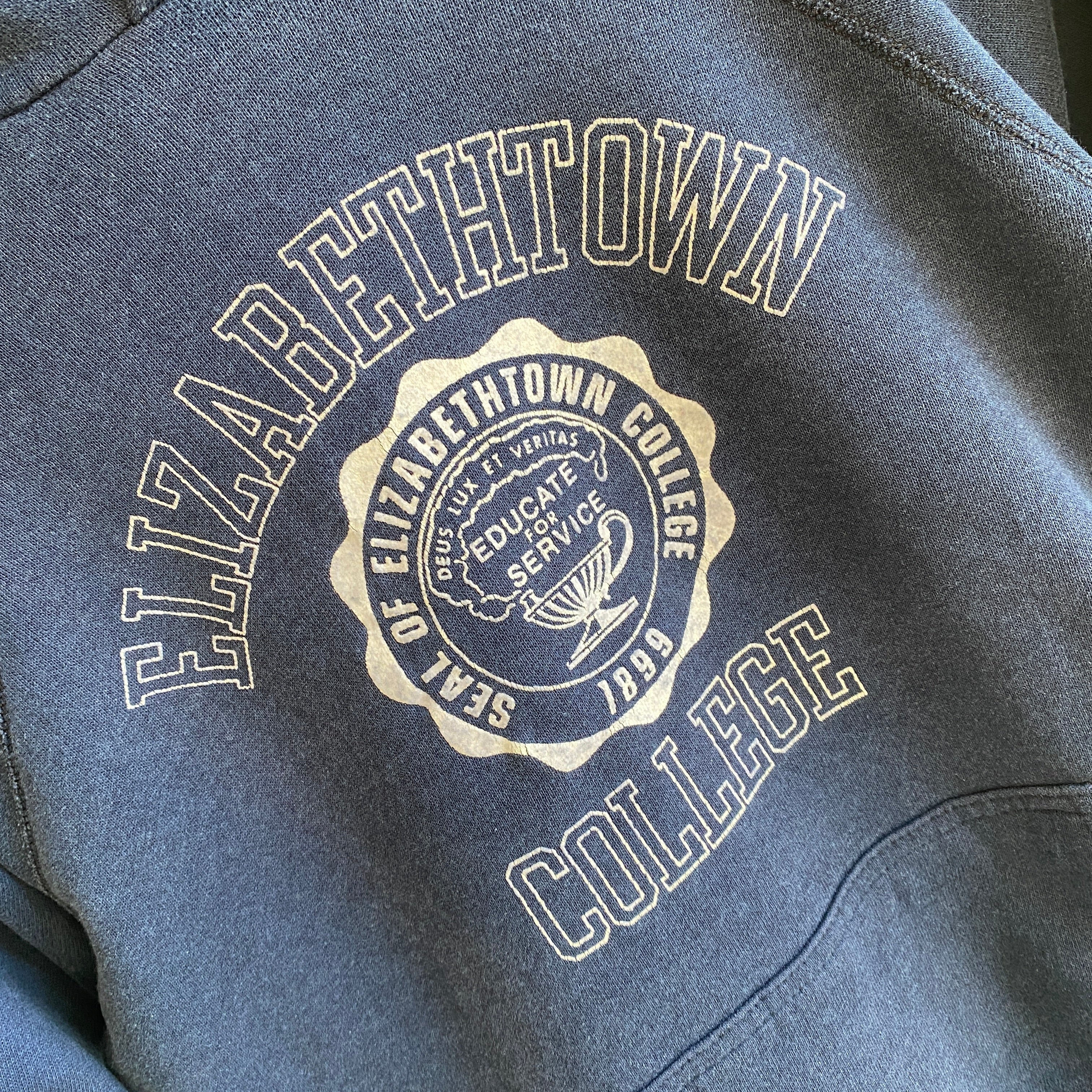 Années 1980 Elizabethtown College Sweat à capuche épais