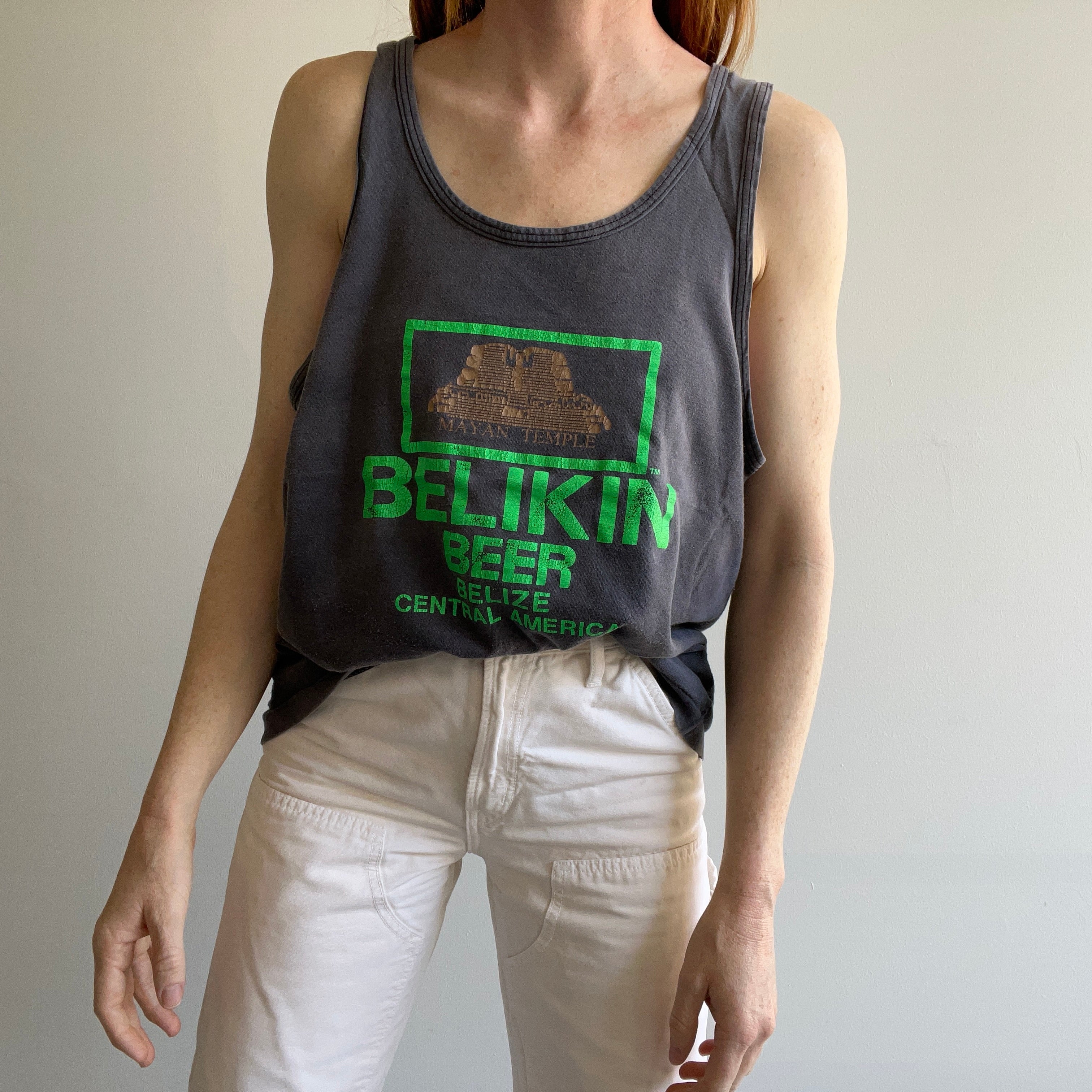 1980s Super Sun Faded and Soft Belkin Belize Beer Tank Top - The Backside is Great Too!!