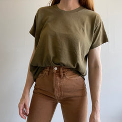 1980s Super Duper Soft And Worn Perfect Blank Brown Single Stitch T-Shirt