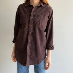 1990s Dark Chocolate Brown Cotton Flannel