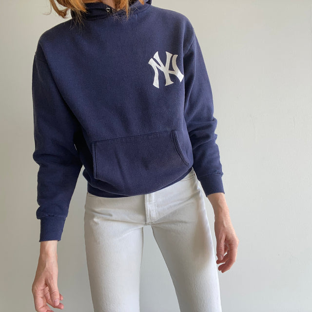 1980s New York Yankees Medium Weight Navy Pullover Hoodie