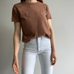 1980s Blank Army Brown Cotton T-Shirt