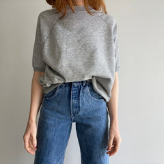 1970s Shredded/Tattering Oversized Blank Gray Warm Up - SO RAD!