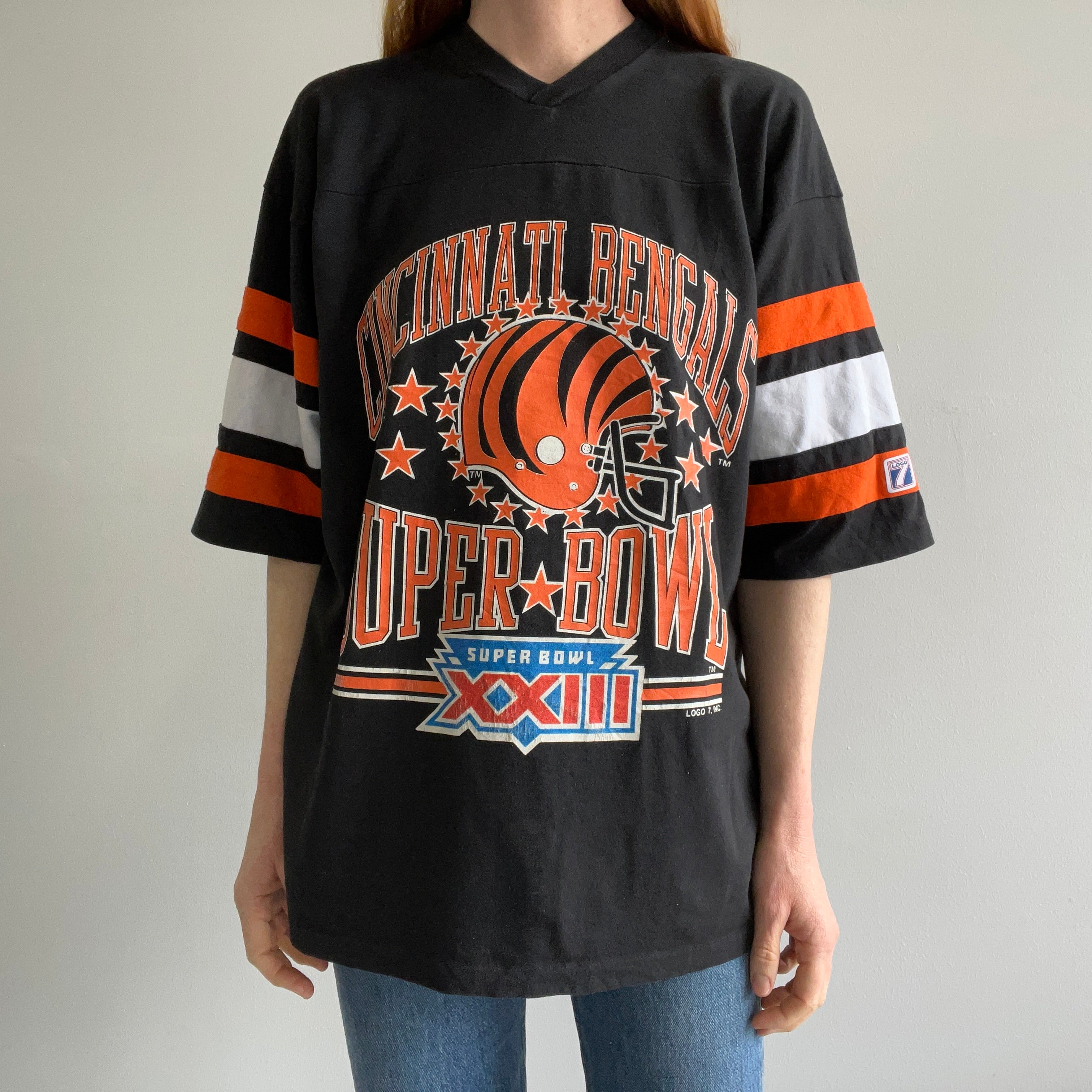 1989 !!! Cincinati Bengals Super Bowl XXIII Football T-Shirt by Logo 7