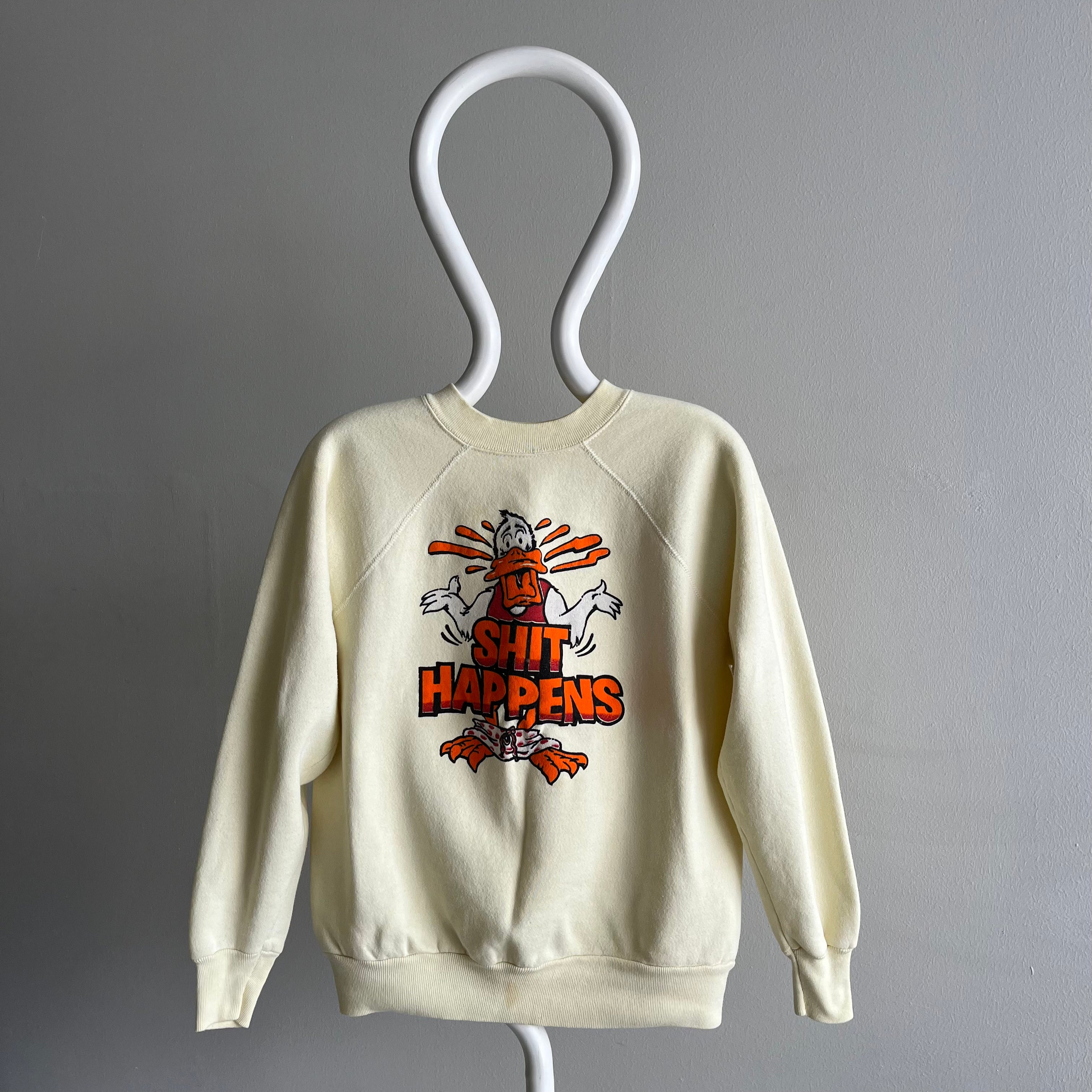 1980s SHIT HAPPENS Sweatshirt - Howard the Duck