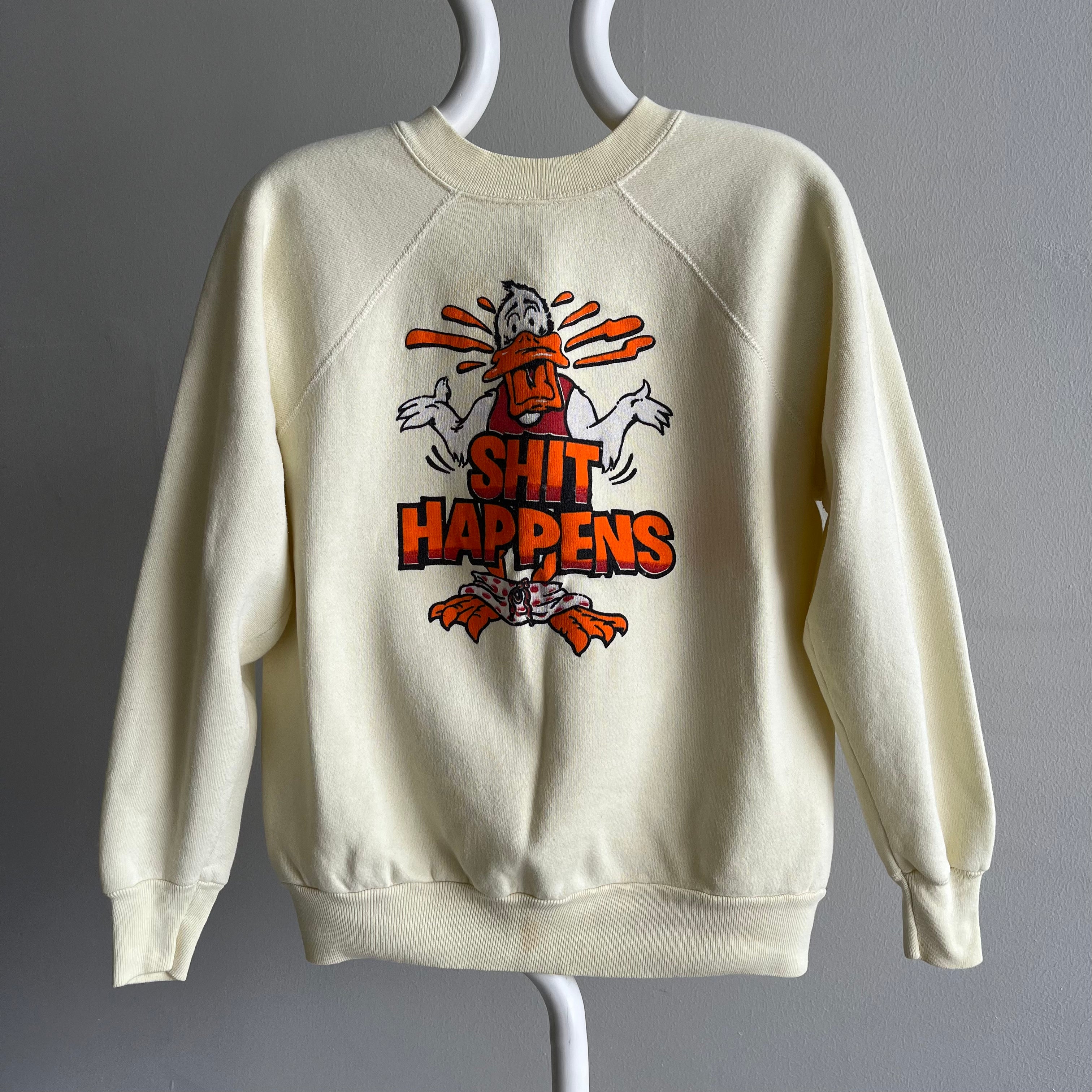 1980s SHIT HAPPENS Sweatshirt - Howard the Duck