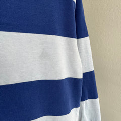 1990s Baby Blue and Navy Blue Rugby Shirt by St. John's Bay
