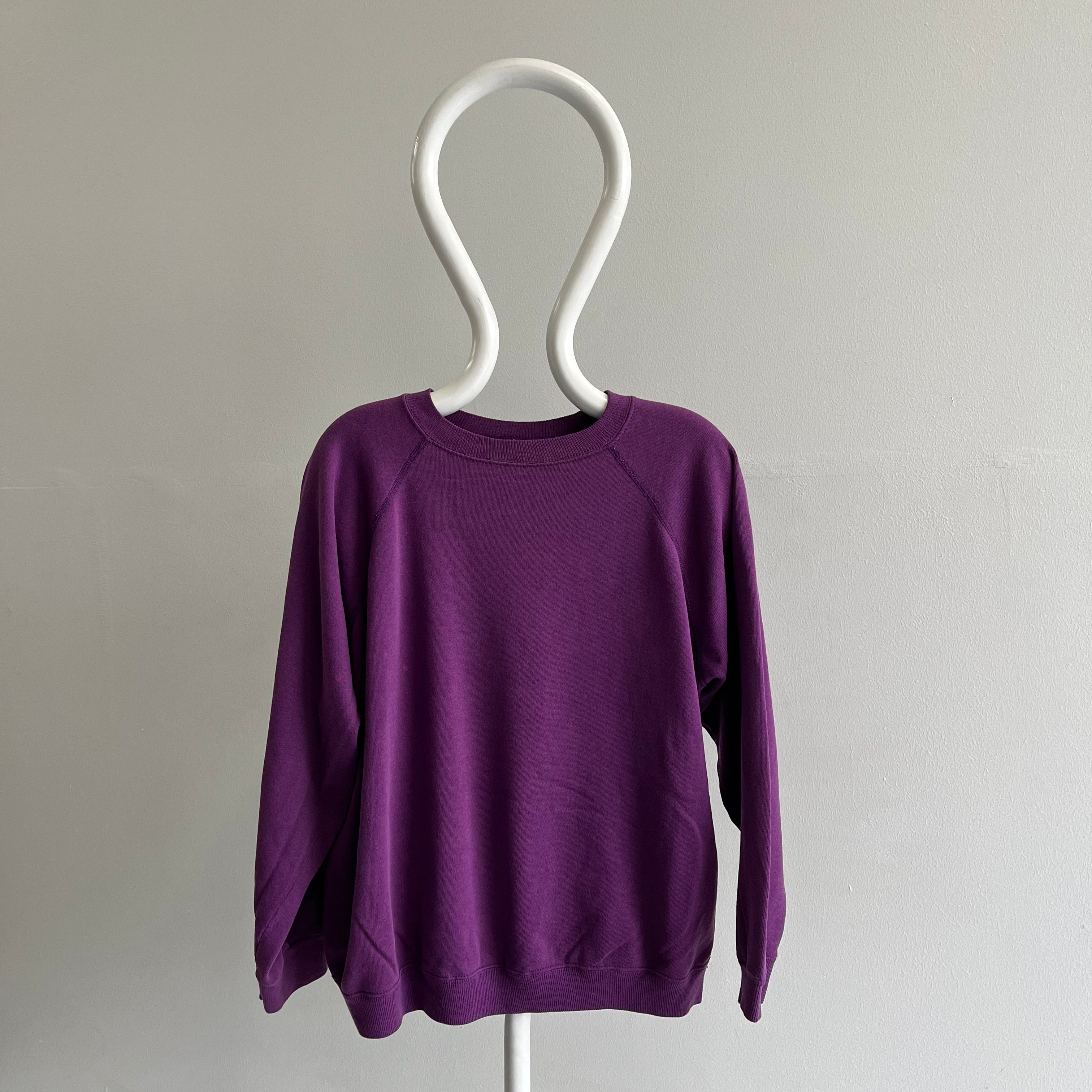 1990s Blank Purple Raglan Sweatshirt