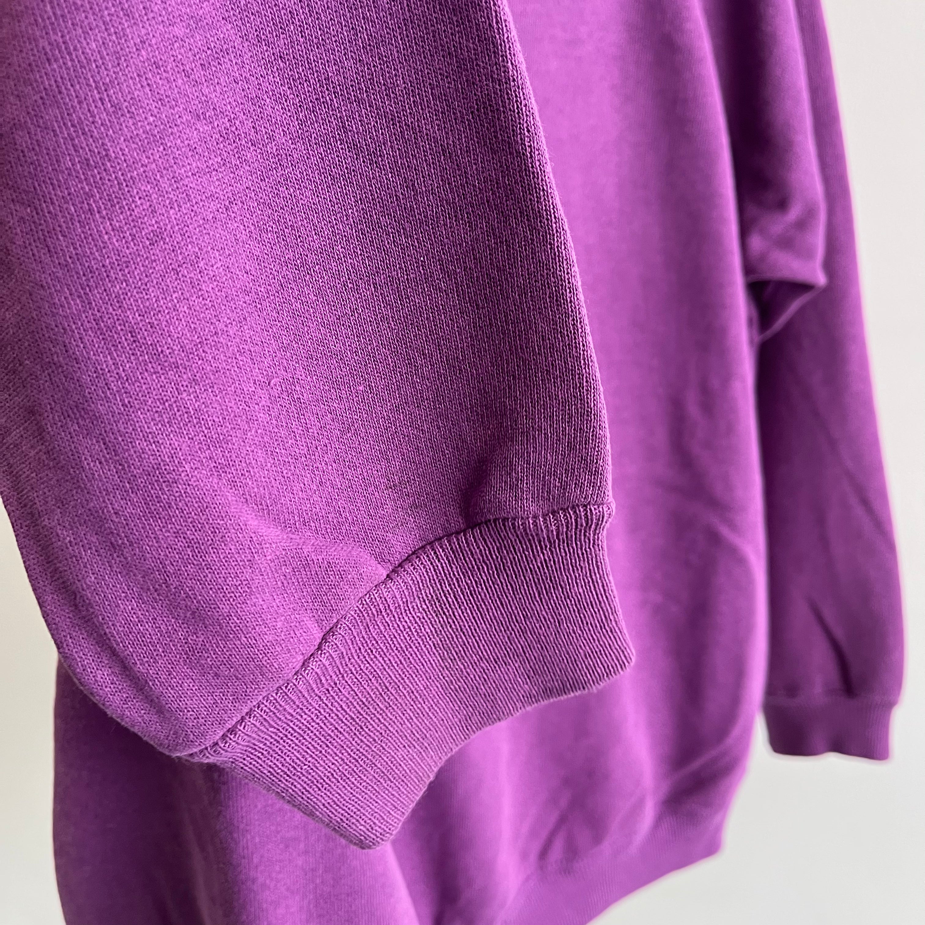 1990s Blank Purple Raglan Sweatshirt