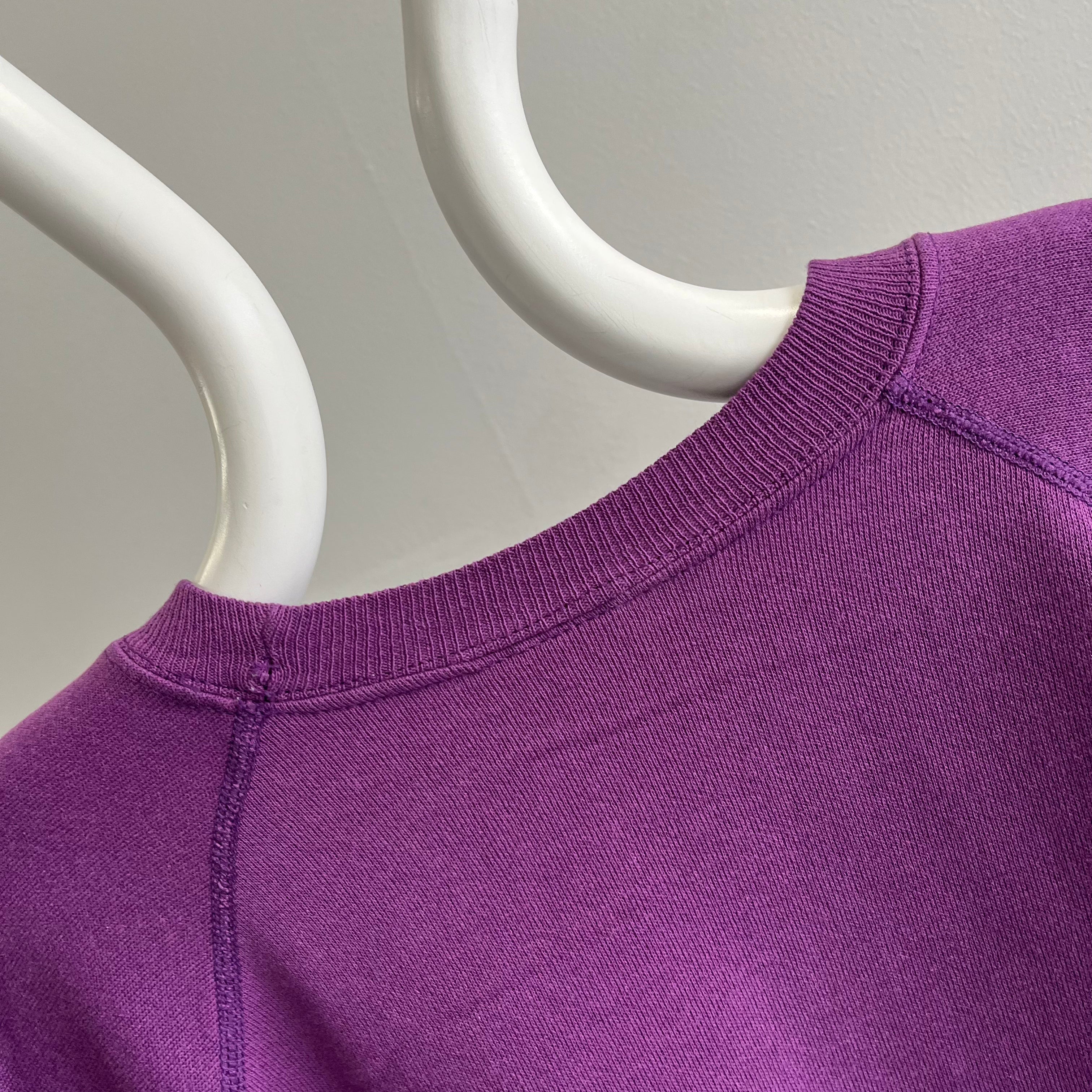 1990s Blank Purple Raglan Sweatshirt