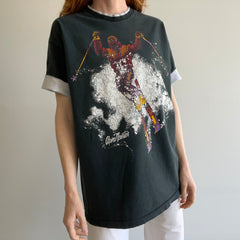 1990 Rad Ski T-Shirt with Contrast Roll Up Sleeves and Collar
