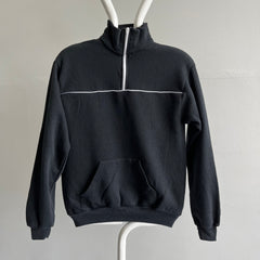 1980s 1/4 Zip Black and White Sweatshirt - RAD