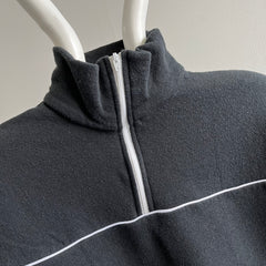 1980s 1/4 Zip Black and White Sweatshirt - RAD