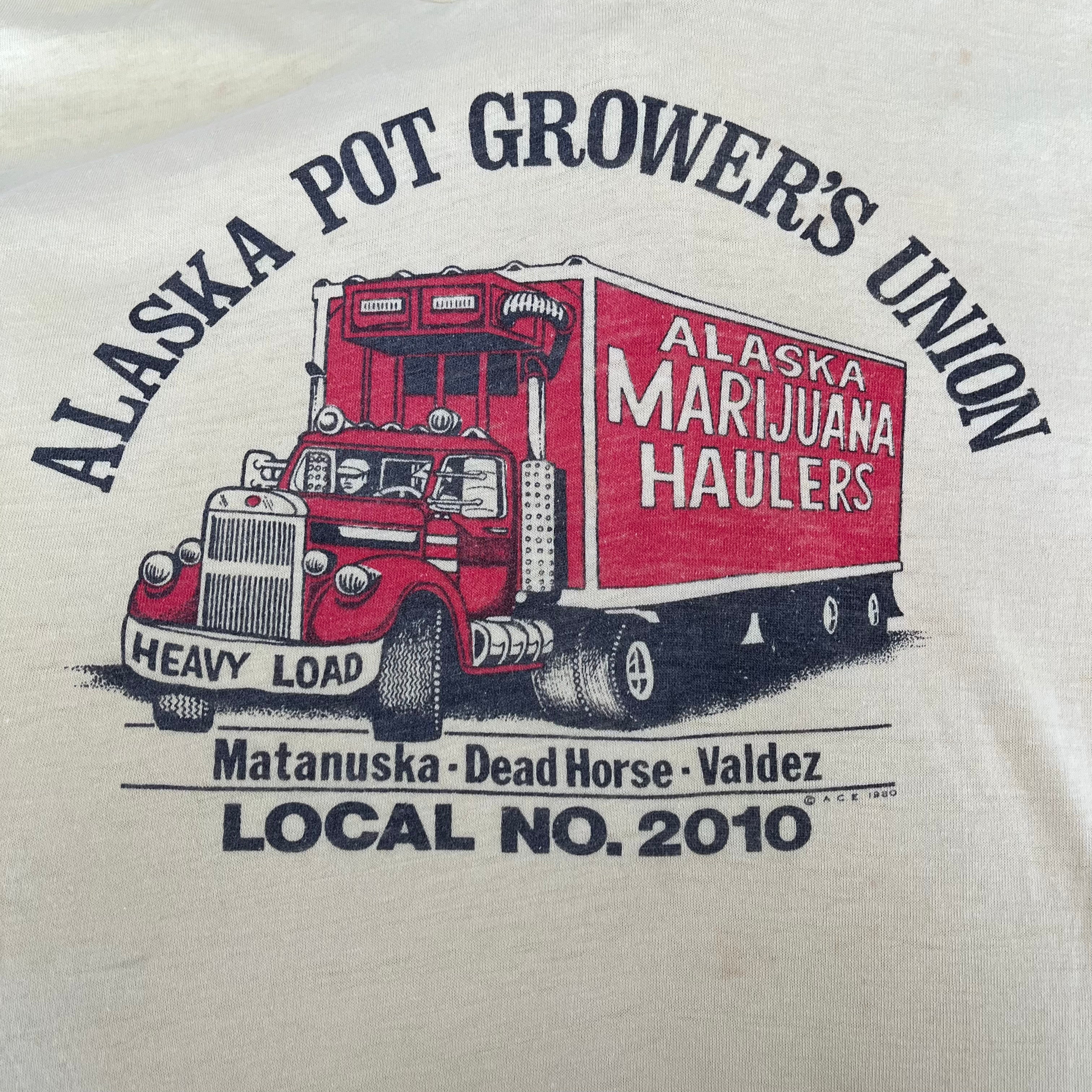 1980s Alaska Pot Grower's Union T-Shirt on a Rare Screen Stars T-Shirt - WOAH