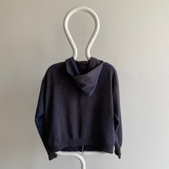 1970/80s EPIC Sun Faded Mended Super Soft and Slouchy Navy/Gray Zip Up Hoodie