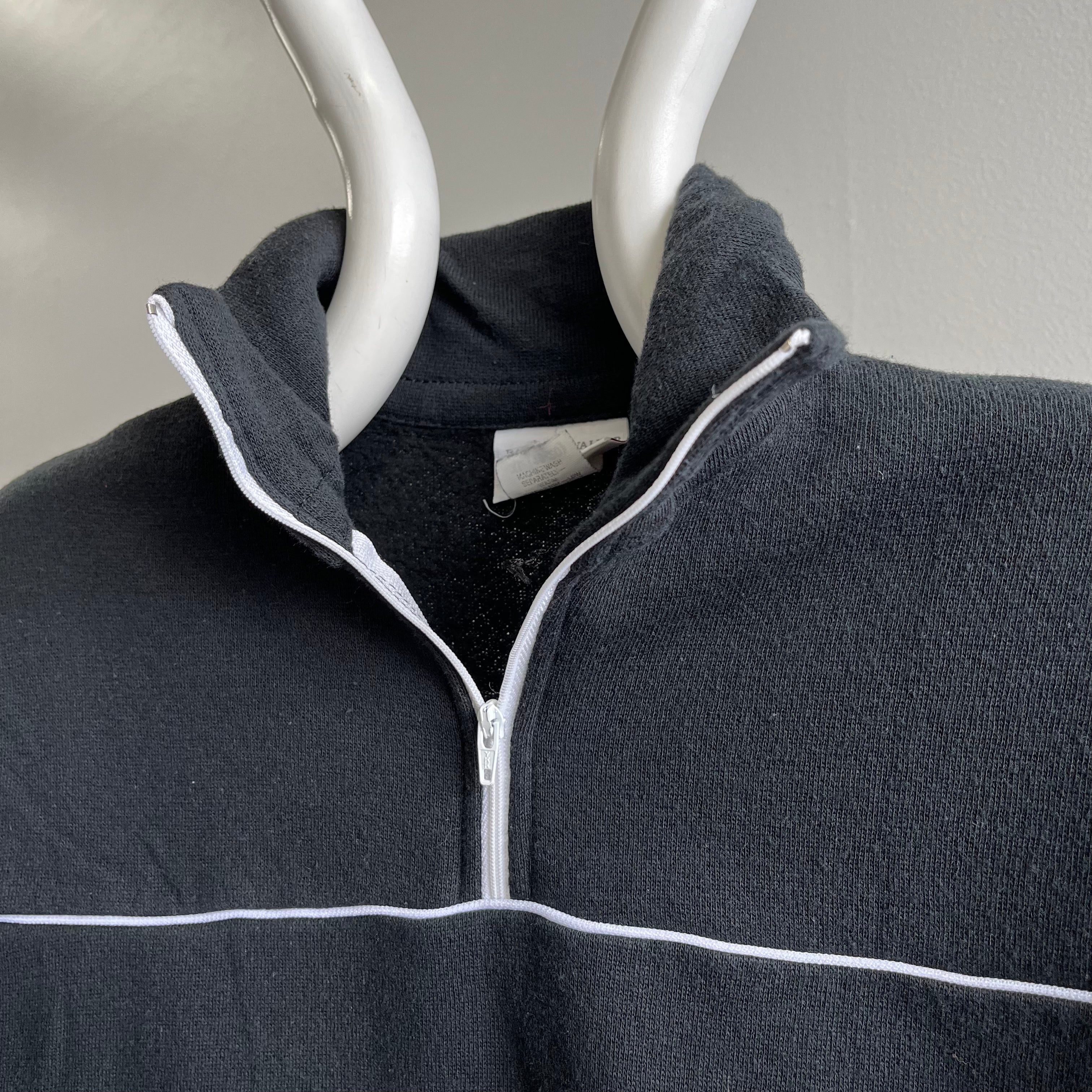 1980s 1/4 Zip Black and White Sweatshirt - RAD