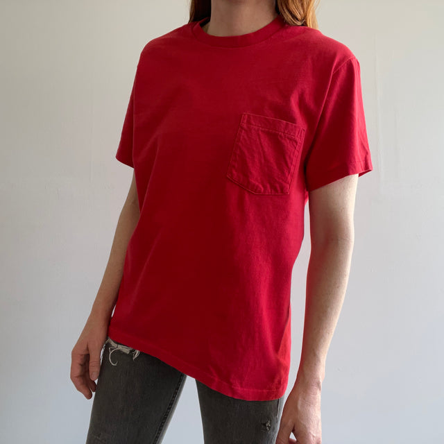 1980s USA Made Gap Faded Red Pocket T-Shirt
