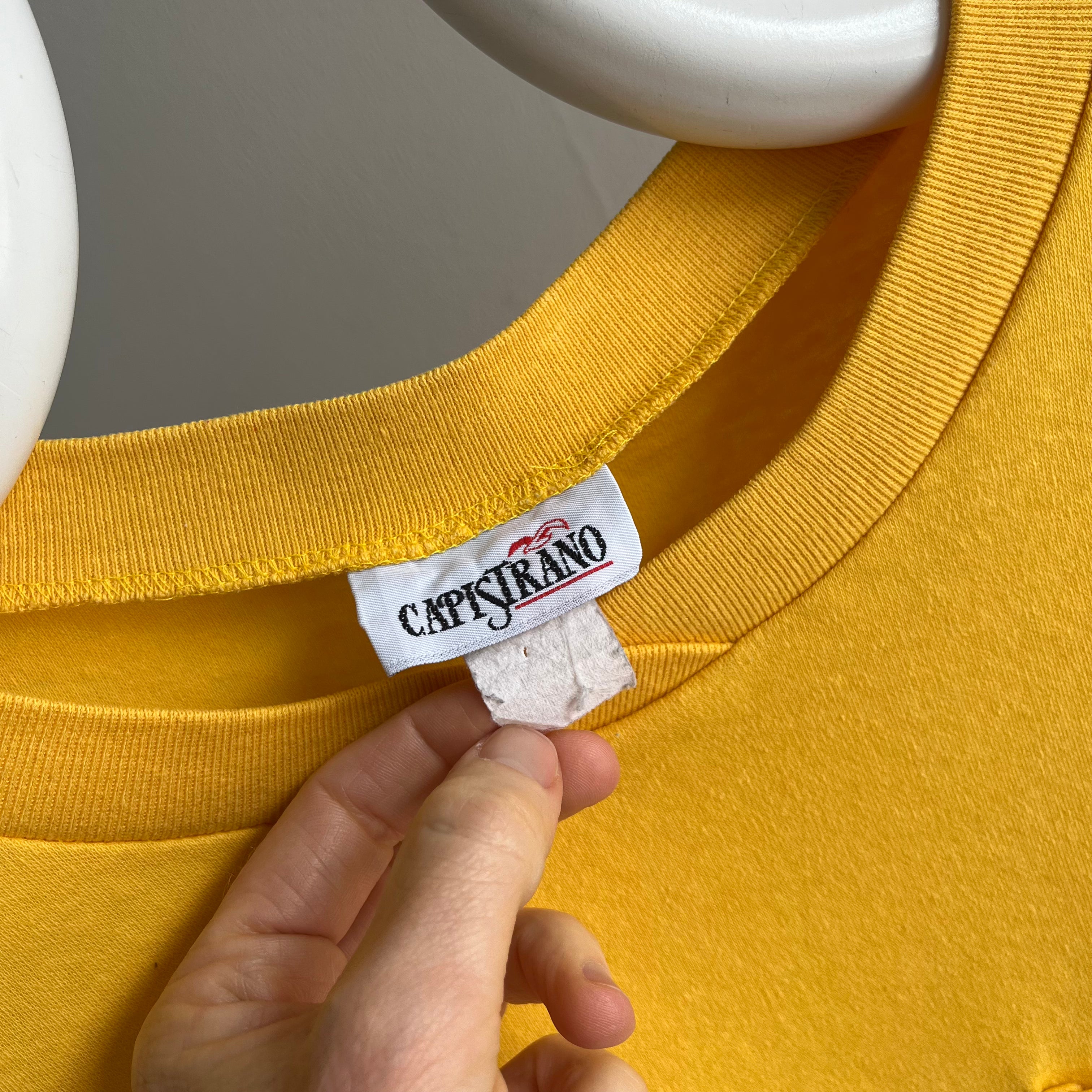 1990s Boxy Marigold Yellow Knit Oversized T-Shirt