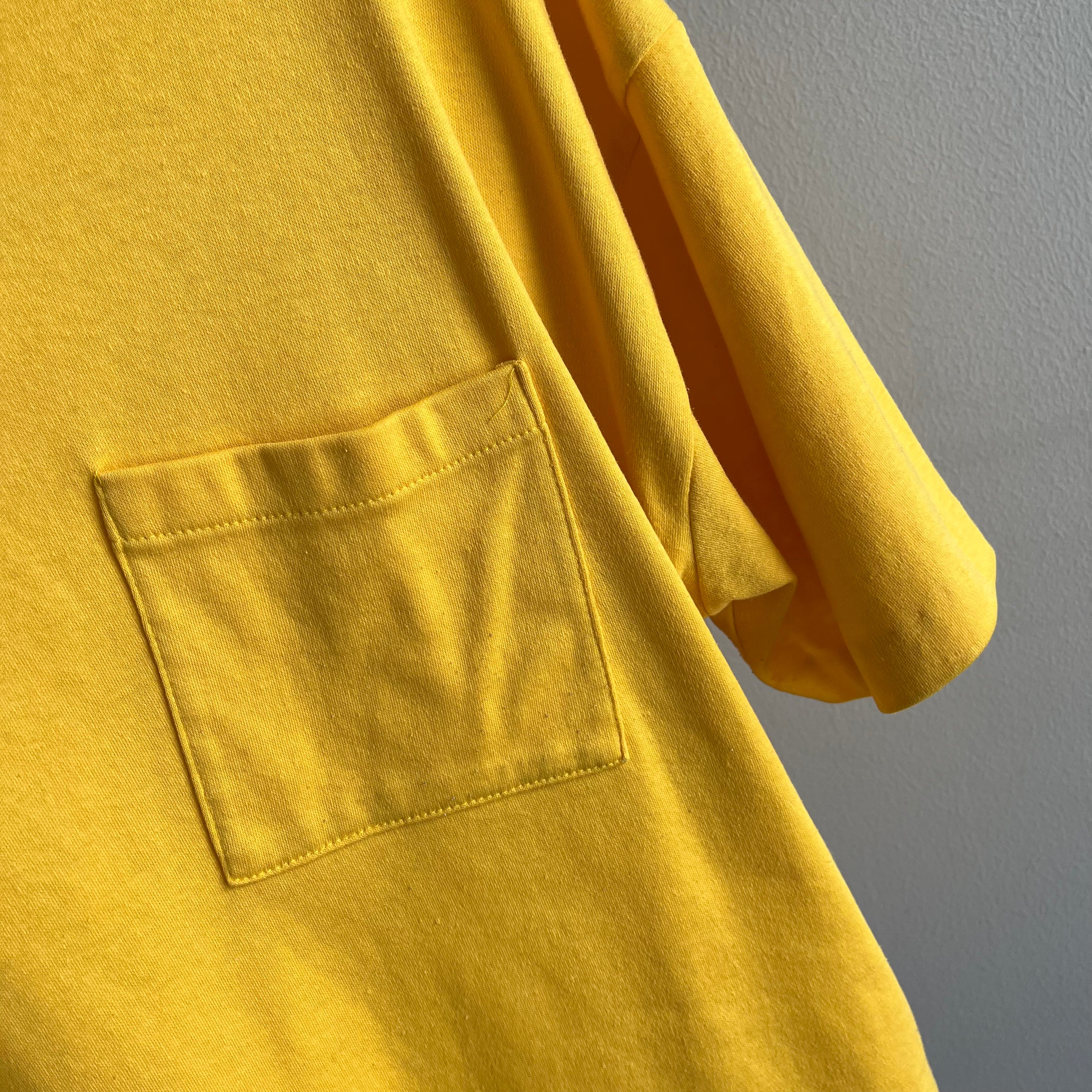 1990s Boxy Marigold Yellow Knit Oversized T-Shirt