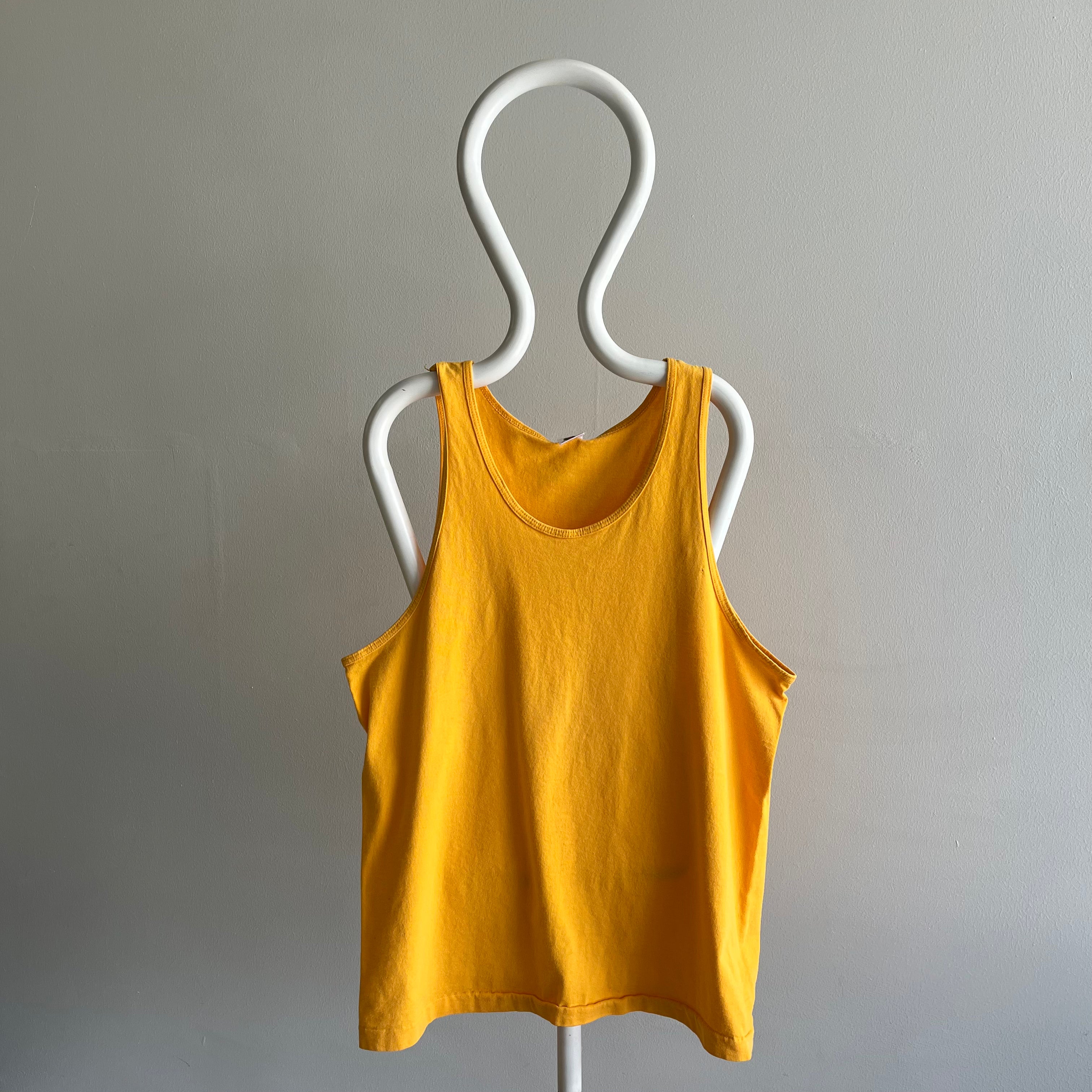 1980s Oversized Marigold Yellow Cotton Tank Top by FOTL