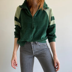 1970s Velour 1/2 Zip Color Block Super Rad Sweatshirt