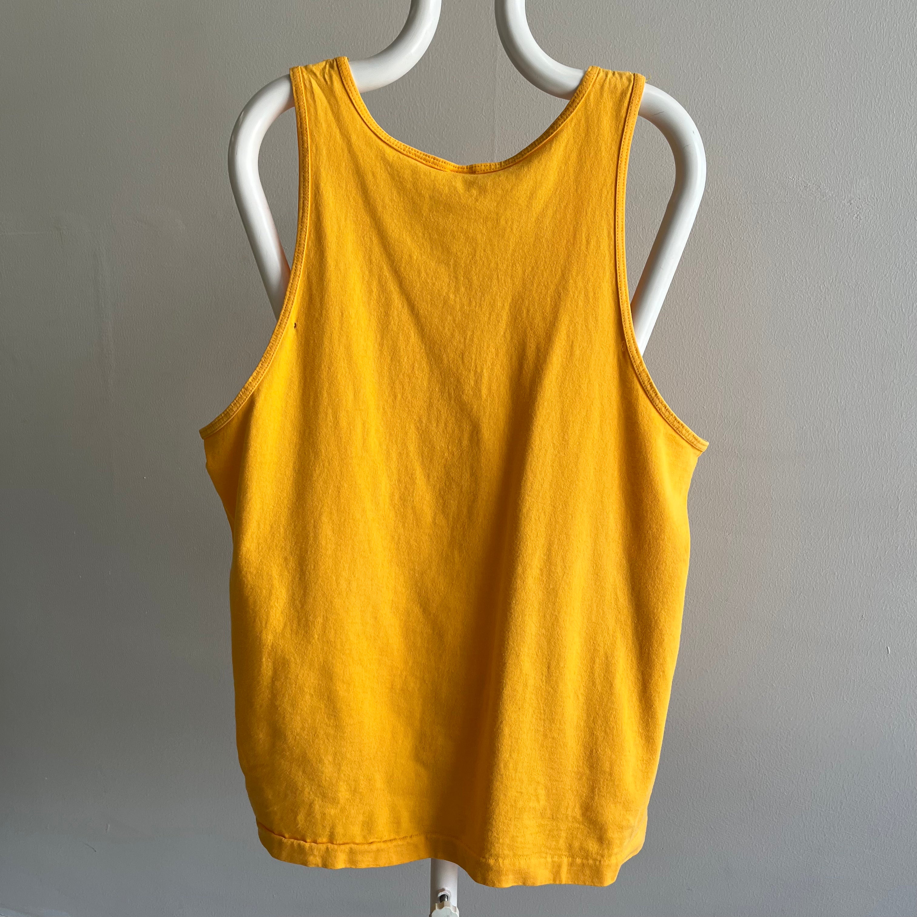 1980s Oversized Marigold Yellow Cotton Tank Top by FOTL