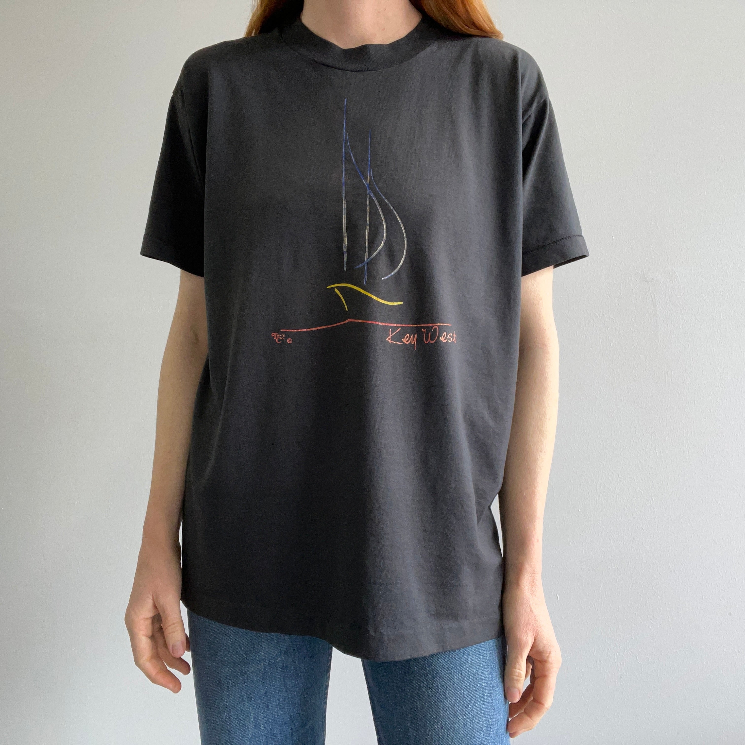 1980s Perfectly Faded Key West Sailboat T-Shirt by Screen Stars Best