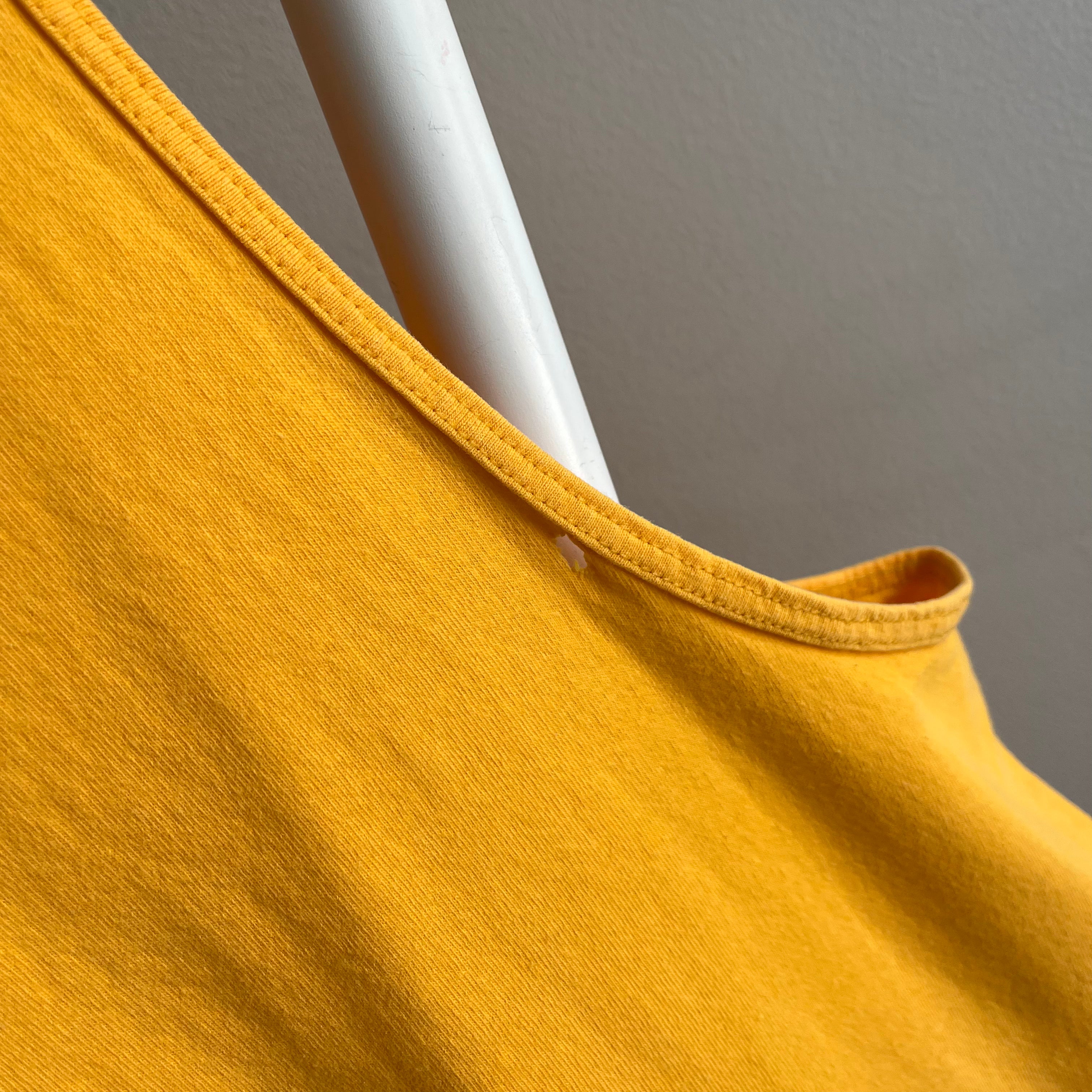 1980s Oversized Marigold Yellow Cotton Tank Top by FOTL