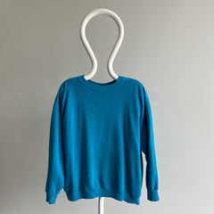 1980s Soft and Slouchy Oversized Blank Teal Raglan