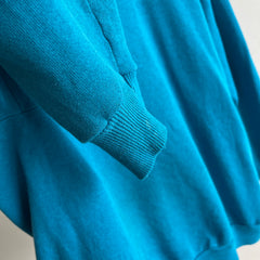 1980s Soft and Slouchy Oversized Blank Teal Raglan