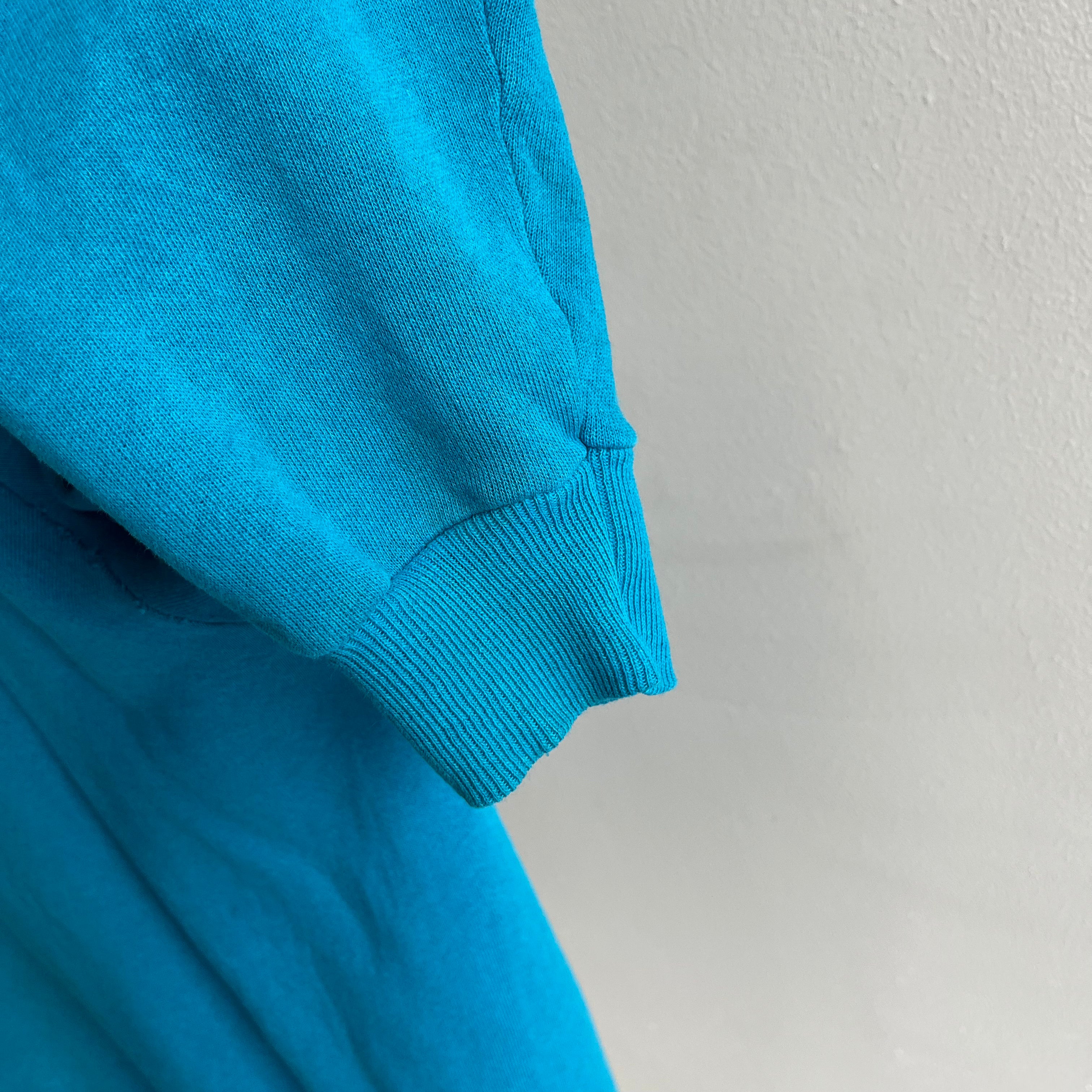 1980s Soft and Slouchy Oversized Blank Teal Raglan