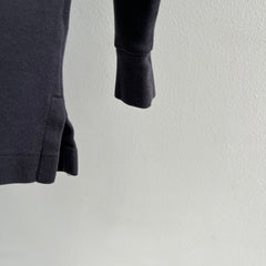 1990s Faded Blank Black Mock Neck Long Sleeve Jersey Knit