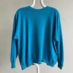 1980s Soft and Slouchy Oversized Blank Teal Raglan